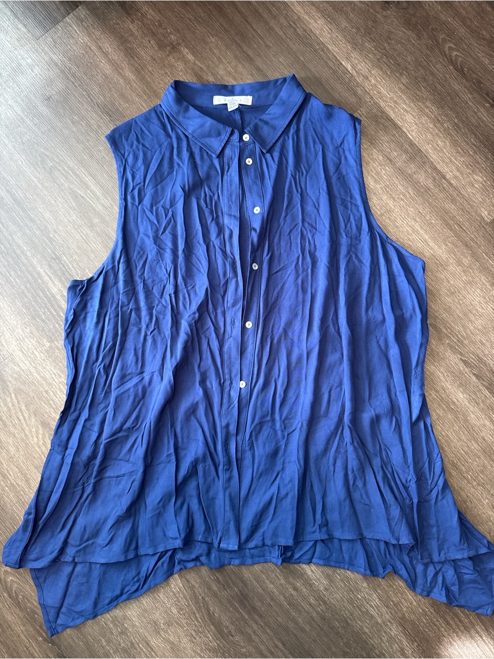 Fever Sleeveless Button-Down Shirt - Royal Blue